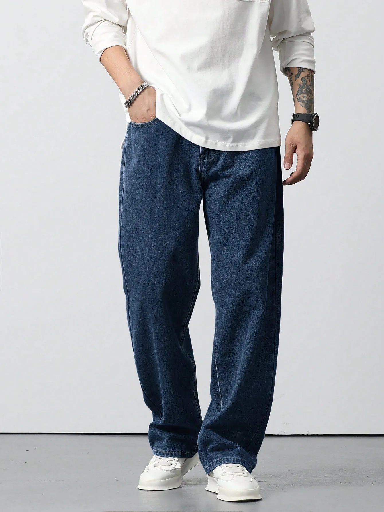 Air Force Blue Baggy Fit Rigid Jeans