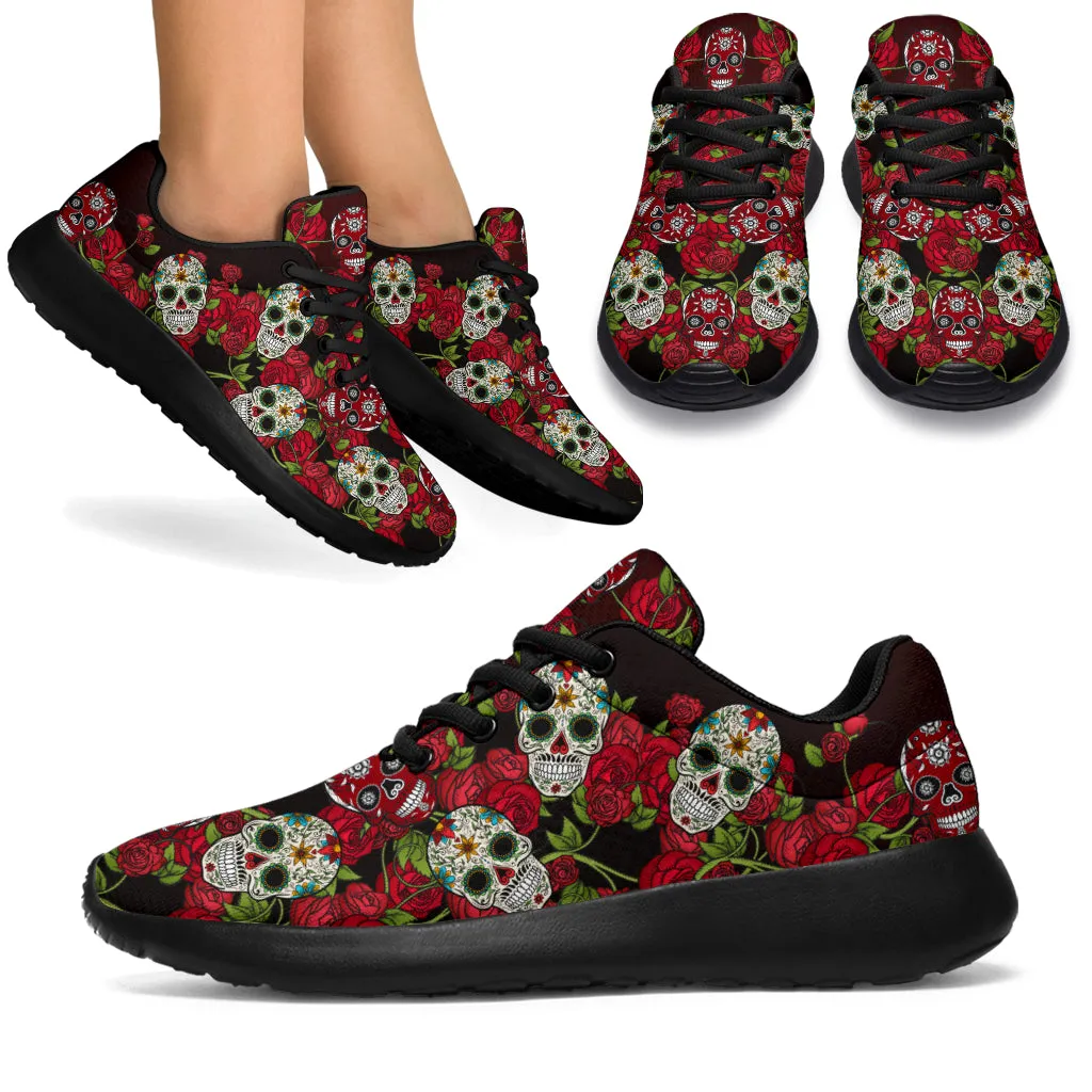 Awesome Skull And Roses Sport Sneakers