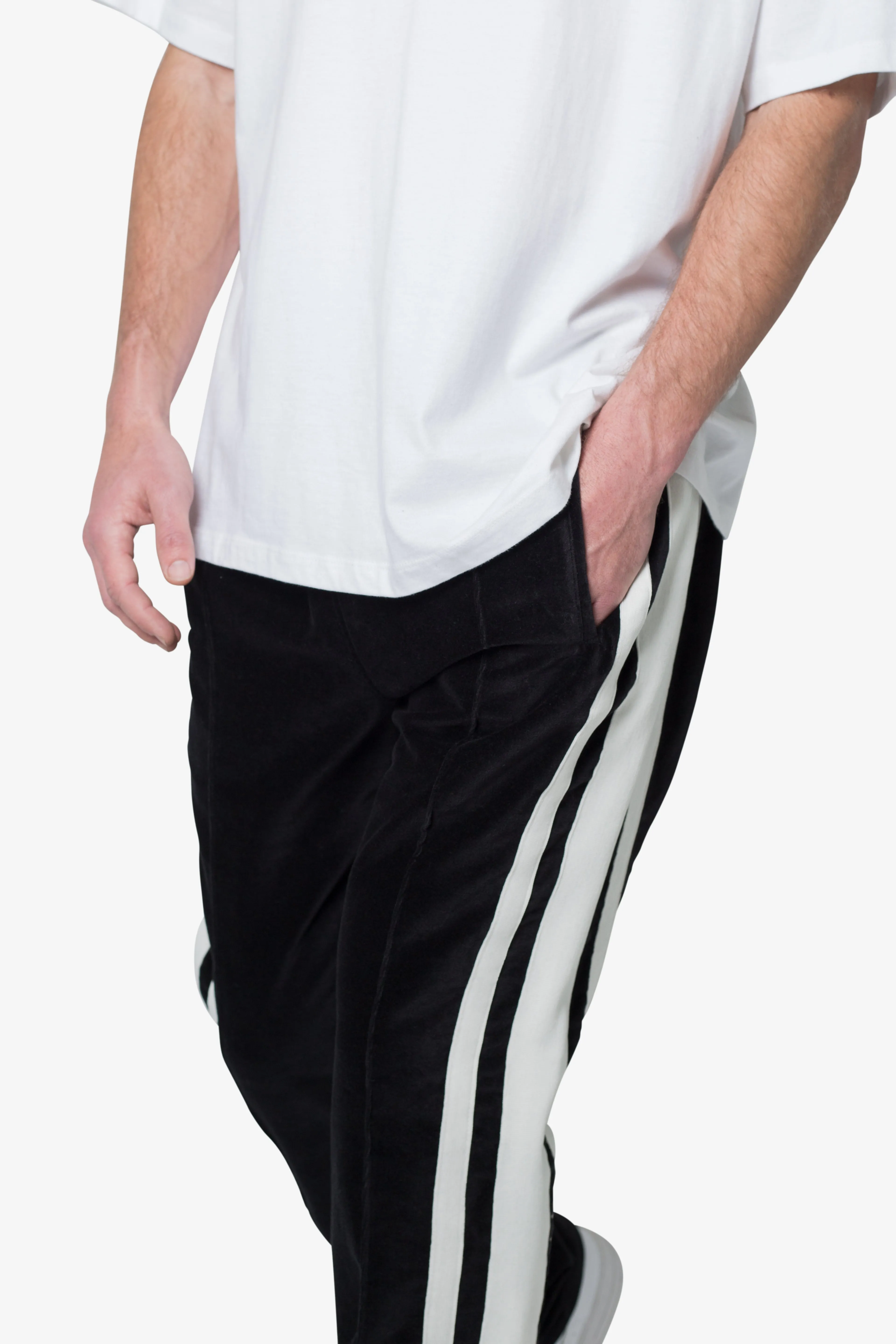 Baggy Velour Track Pants - Black