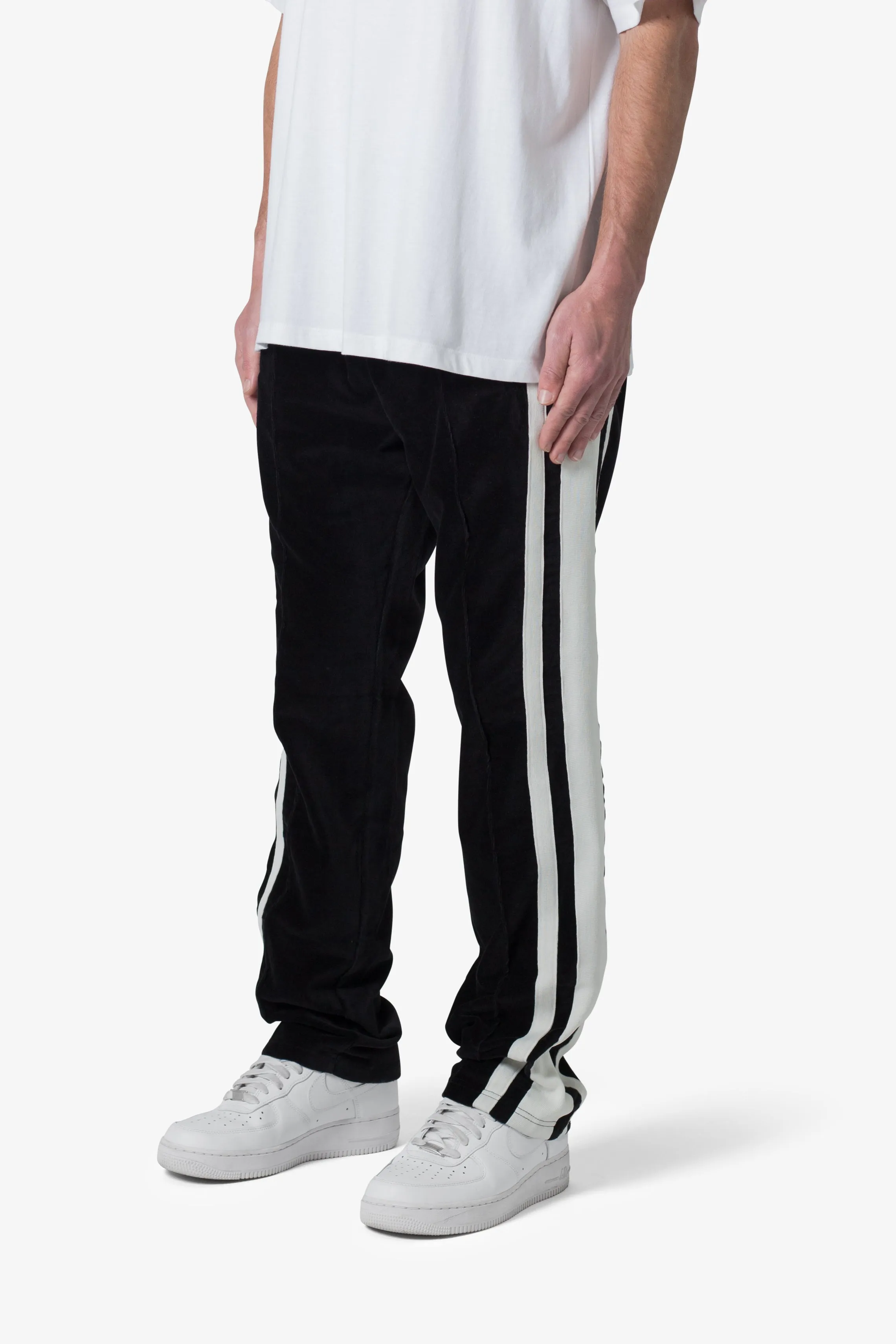 Baggy Velour Track Pants - Black