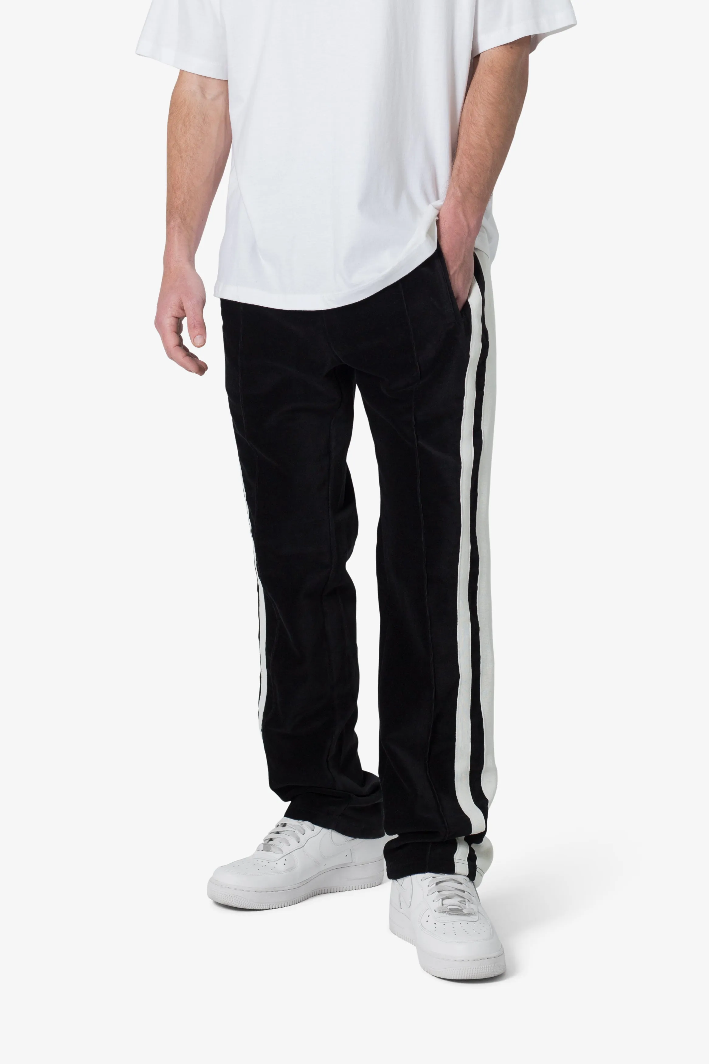 Baggy Velour Track Pants - Black