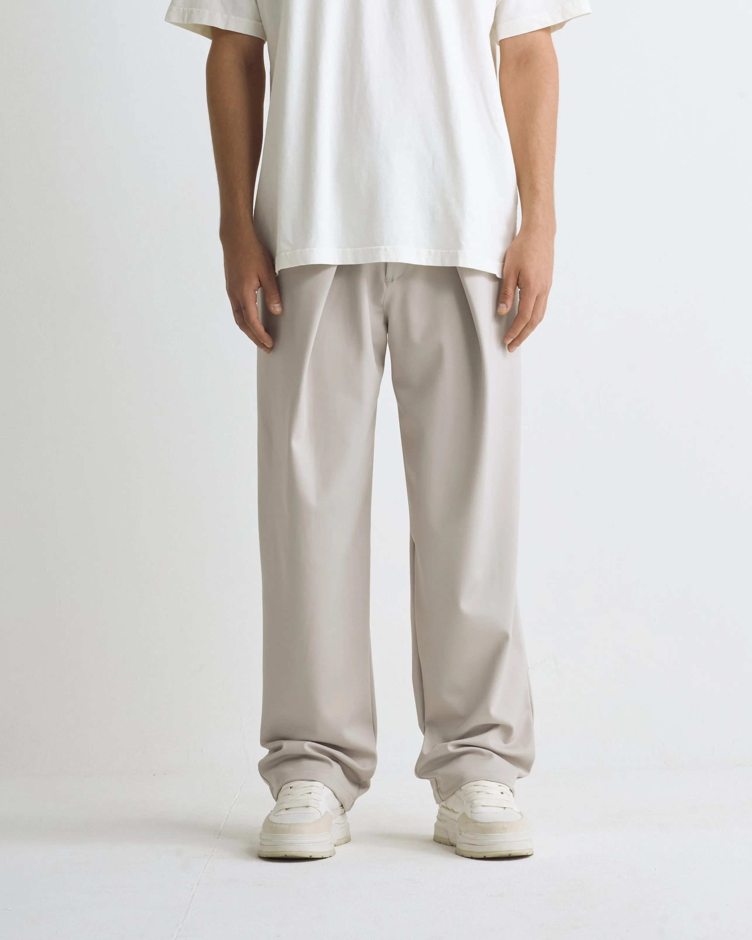 Basics Buckled Tailored Trousers Gray