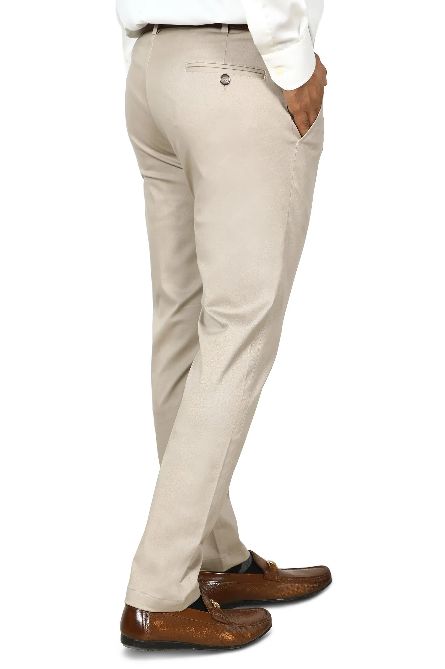 Beige Smart Fit Cotton Chino