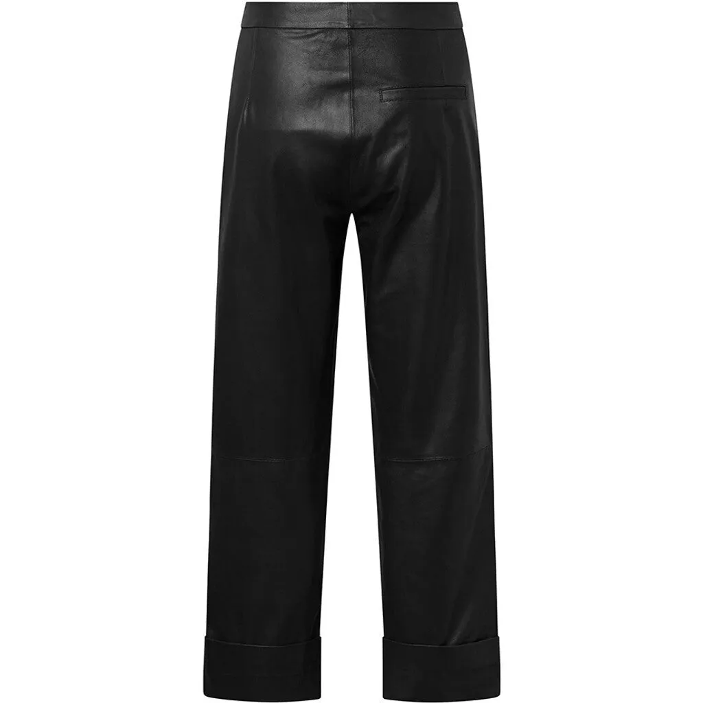 Betzy fold-up leather trousers / 51038 - Black (Nero)