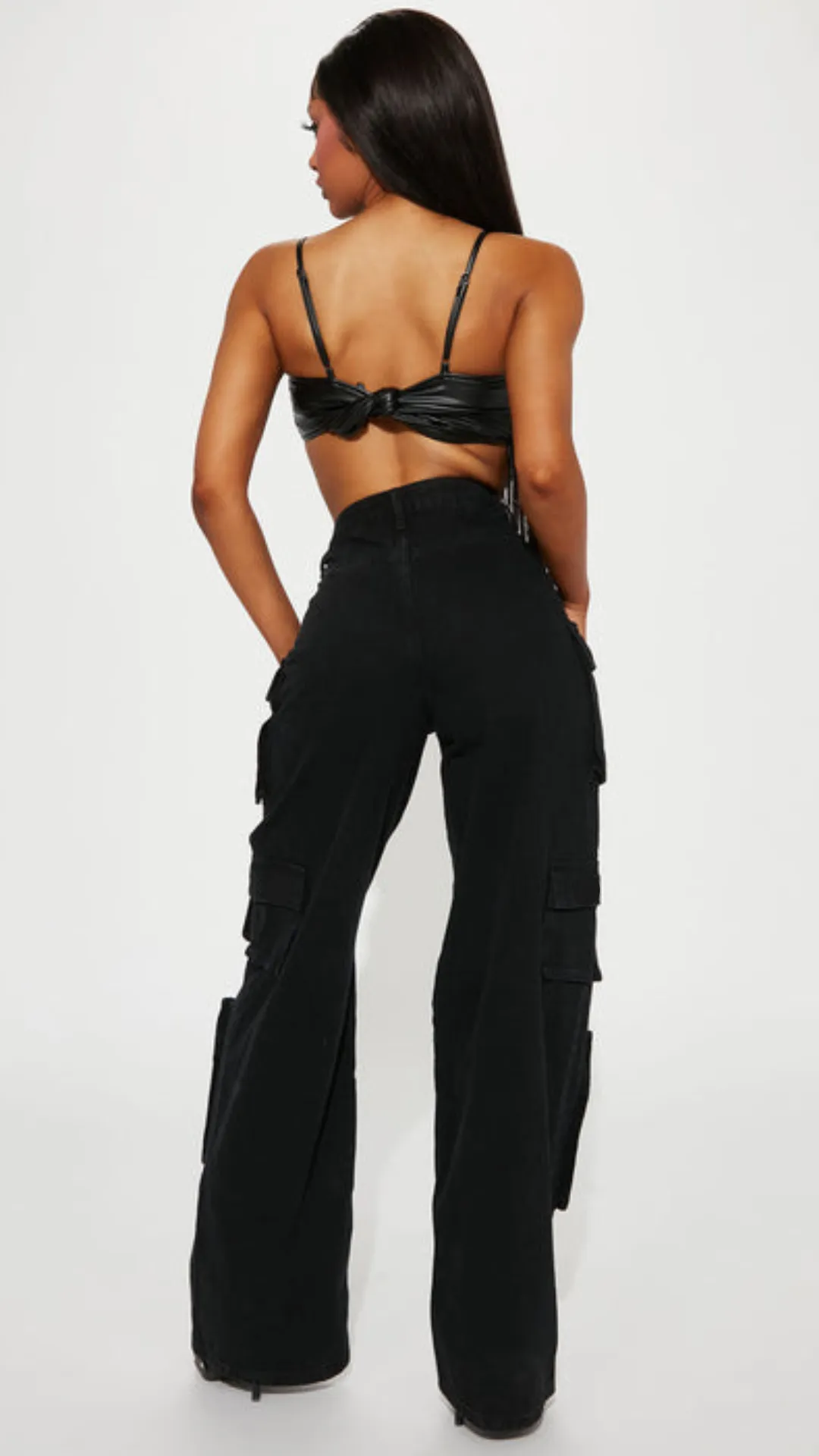 Black Distress Cargo Pants