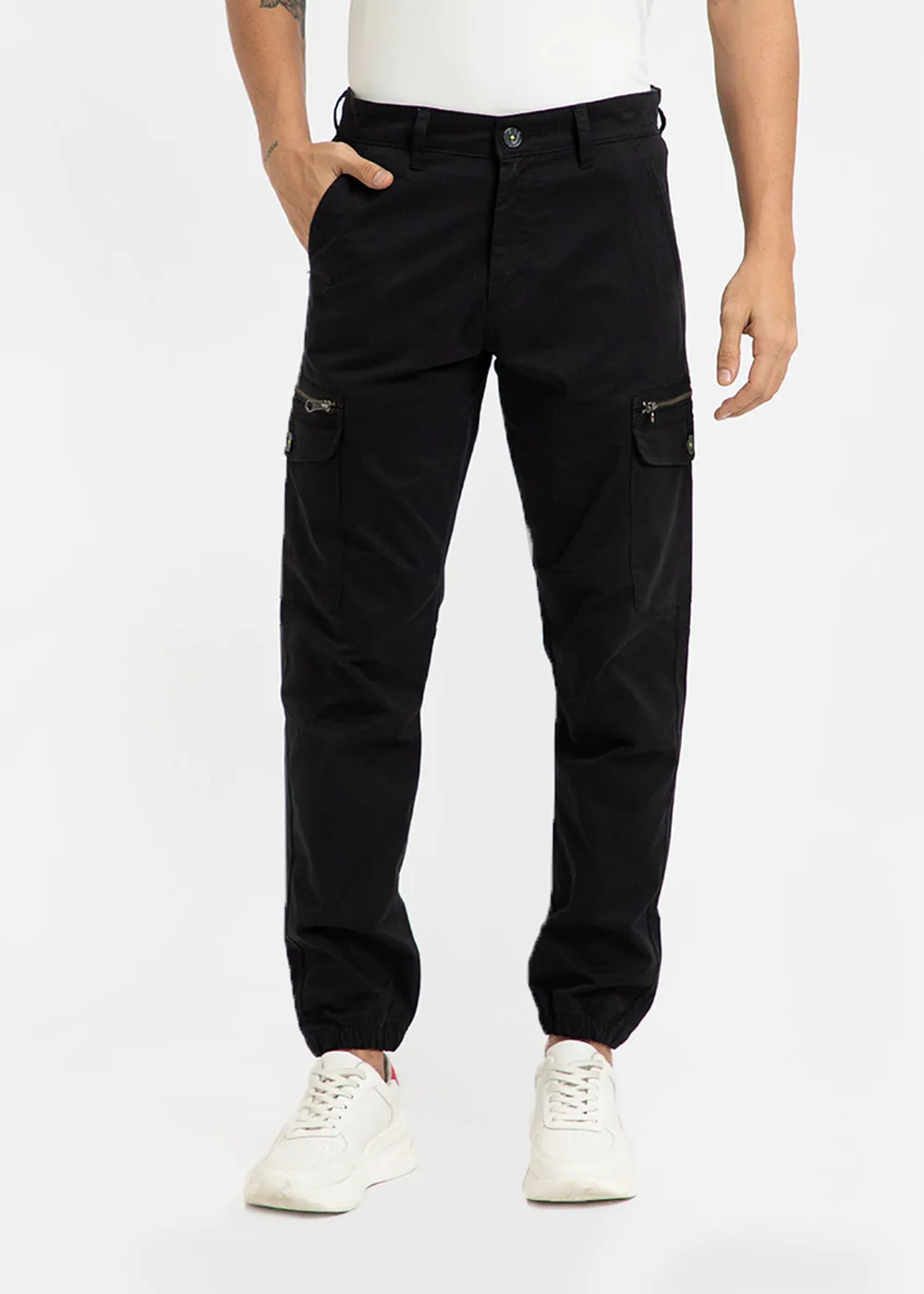 Black Elasticated Cargo Pant