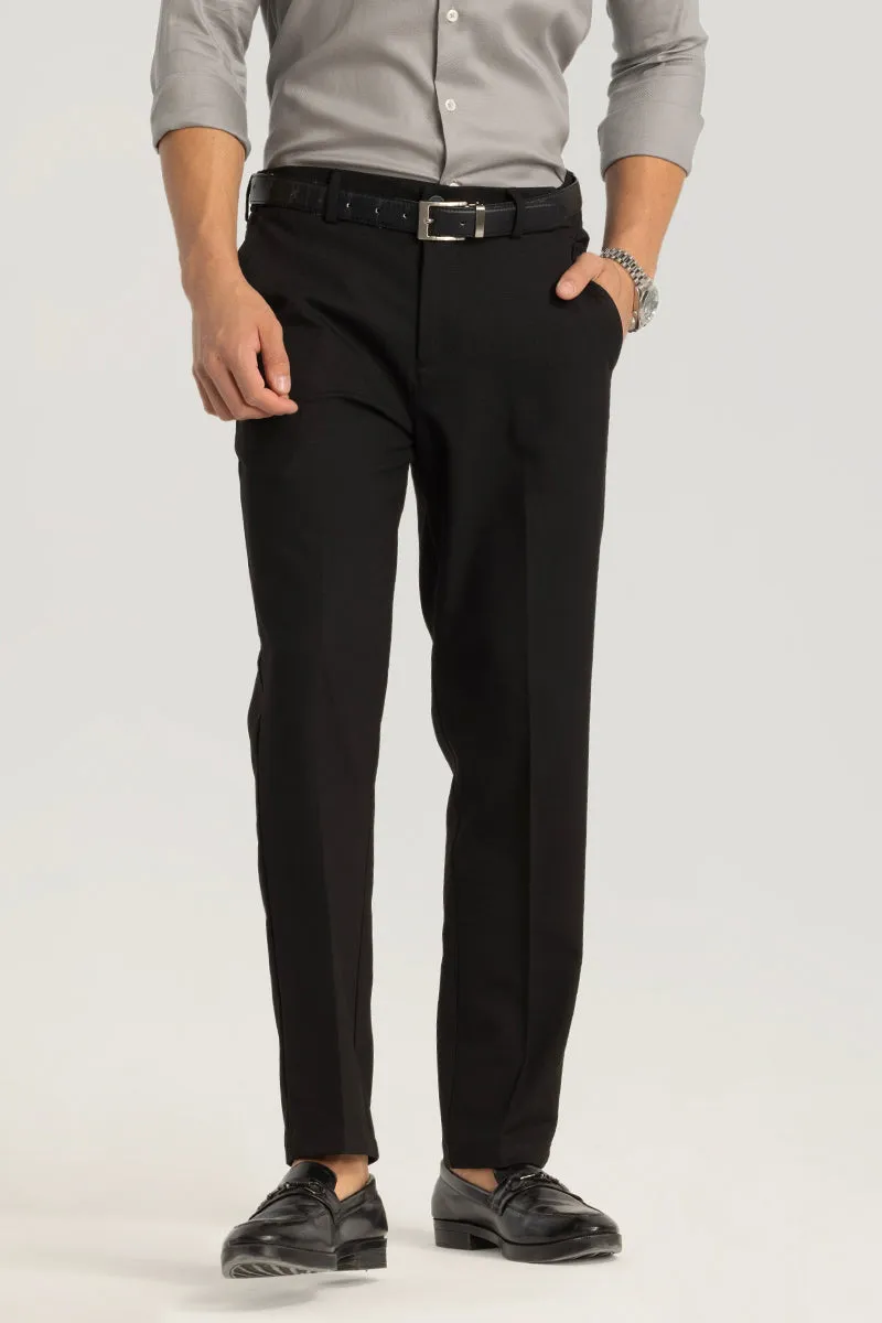 Black Plain Slim Fit Trousers