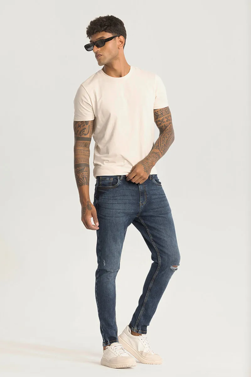 Blue Distressed Skinny Fit Jeans