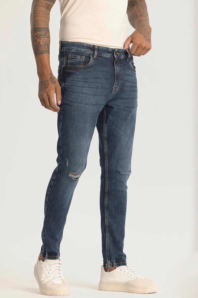 Blue Distressed Skinny Fit Jeans