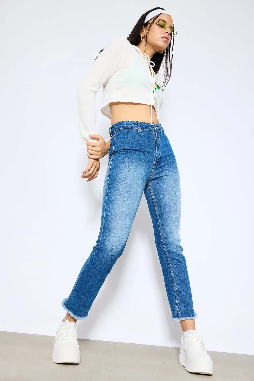 Blue Mini Flare Jeans