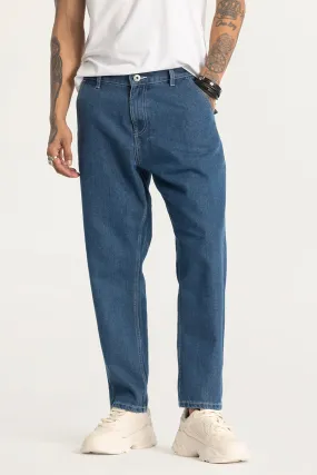 Blue Plain Baggy Fit Jeans