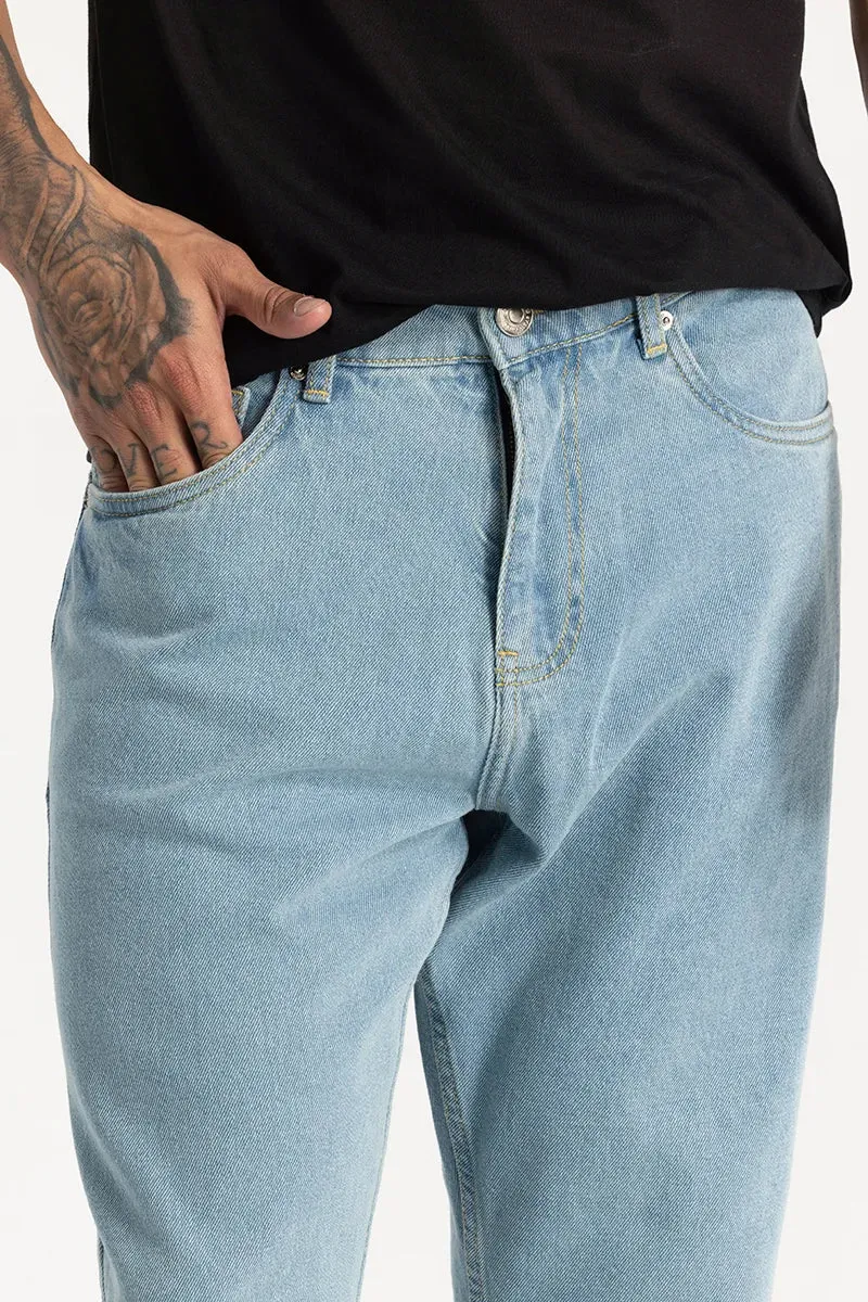 Blue Plain Baggy Fit Jeans