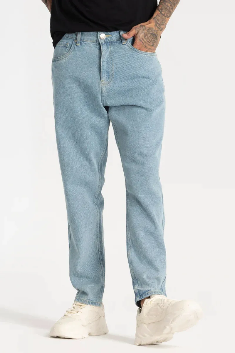 Blue Plain Baggy Fit Jeans