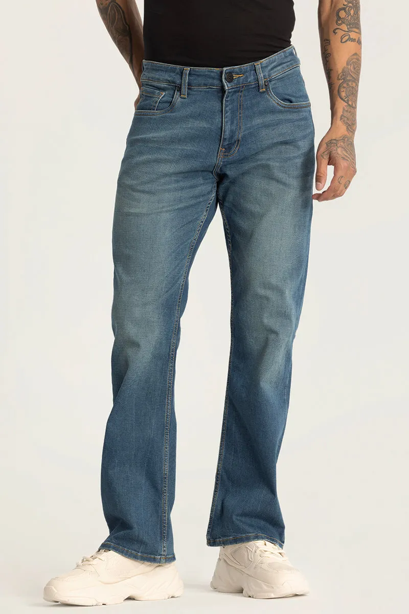 Blue Plain Bootcut Jeans