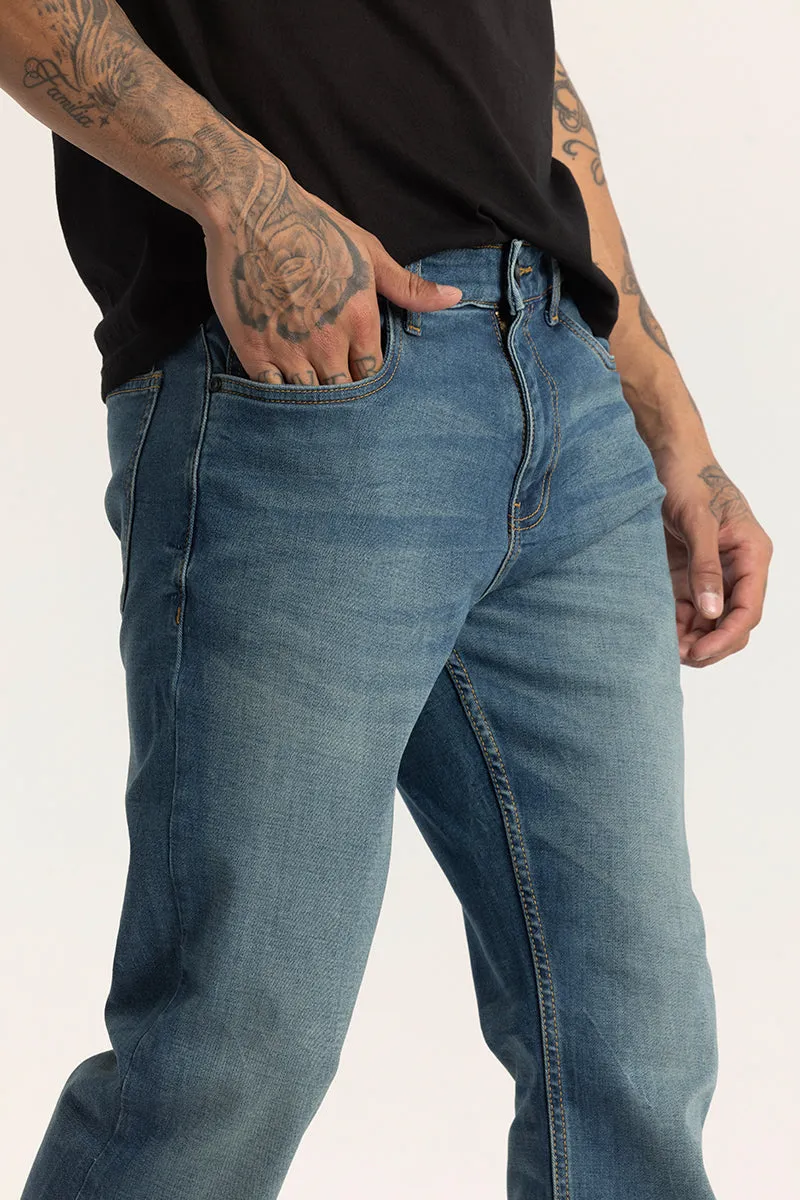 Blue Plain Bootcut Jeans