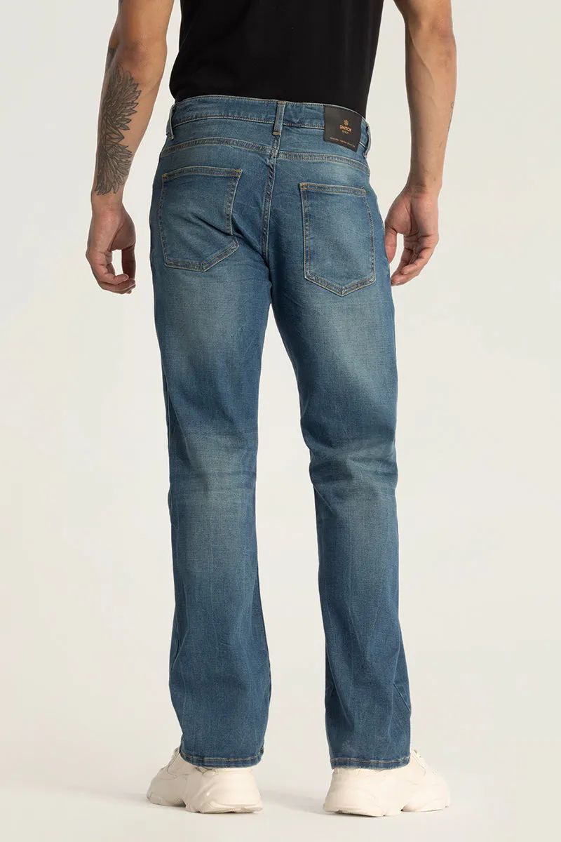 Blue Plain Bootcut Jeans