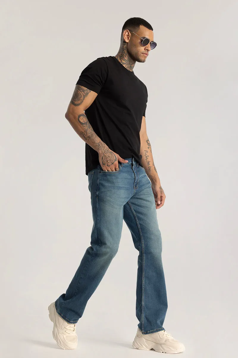 Blue Plain Bootcut Jeans