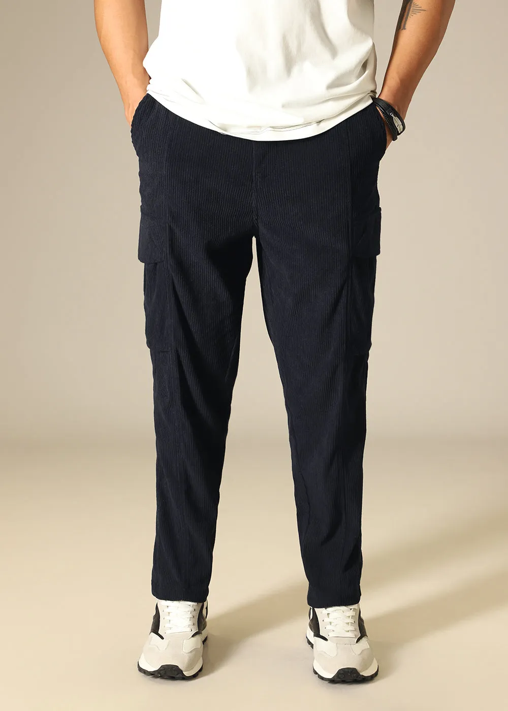 Blue Pocket Cargo Corduroy Pant