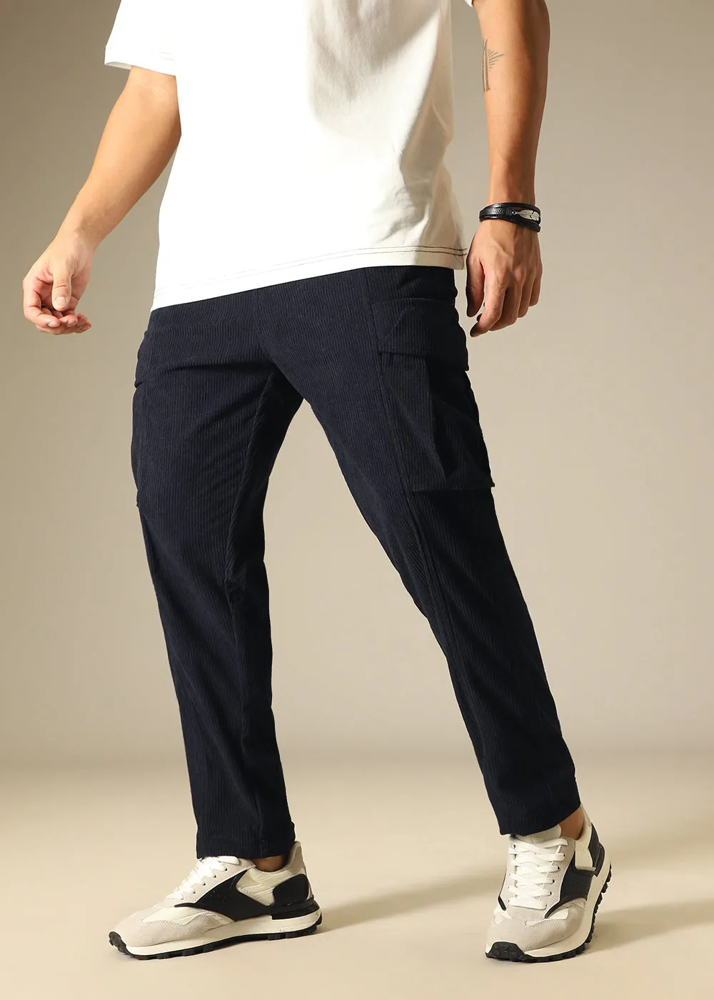 Blue Pocket Cargo Corduroy Pant