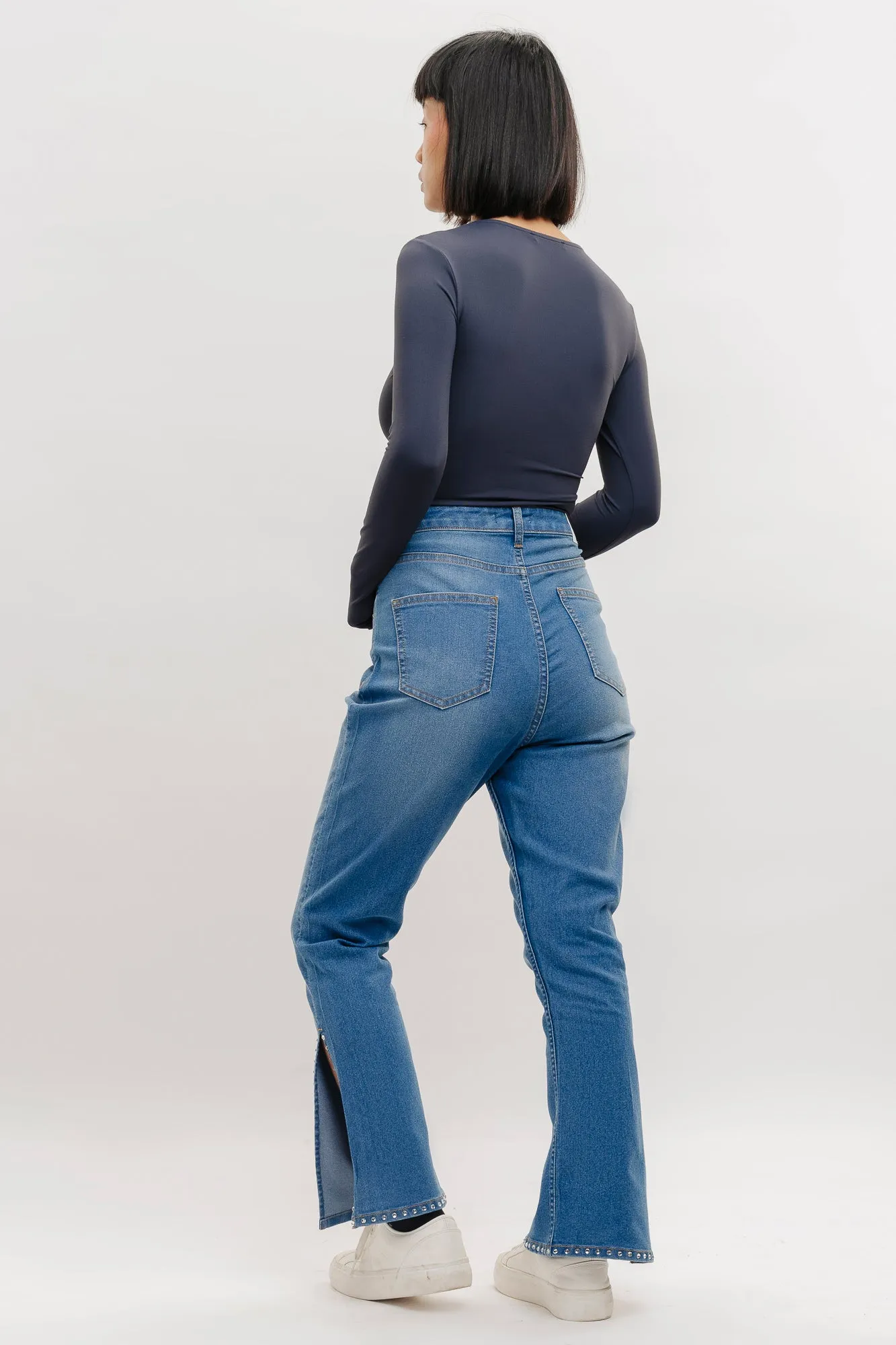 Blue Rhinestone Bootcut Jeans