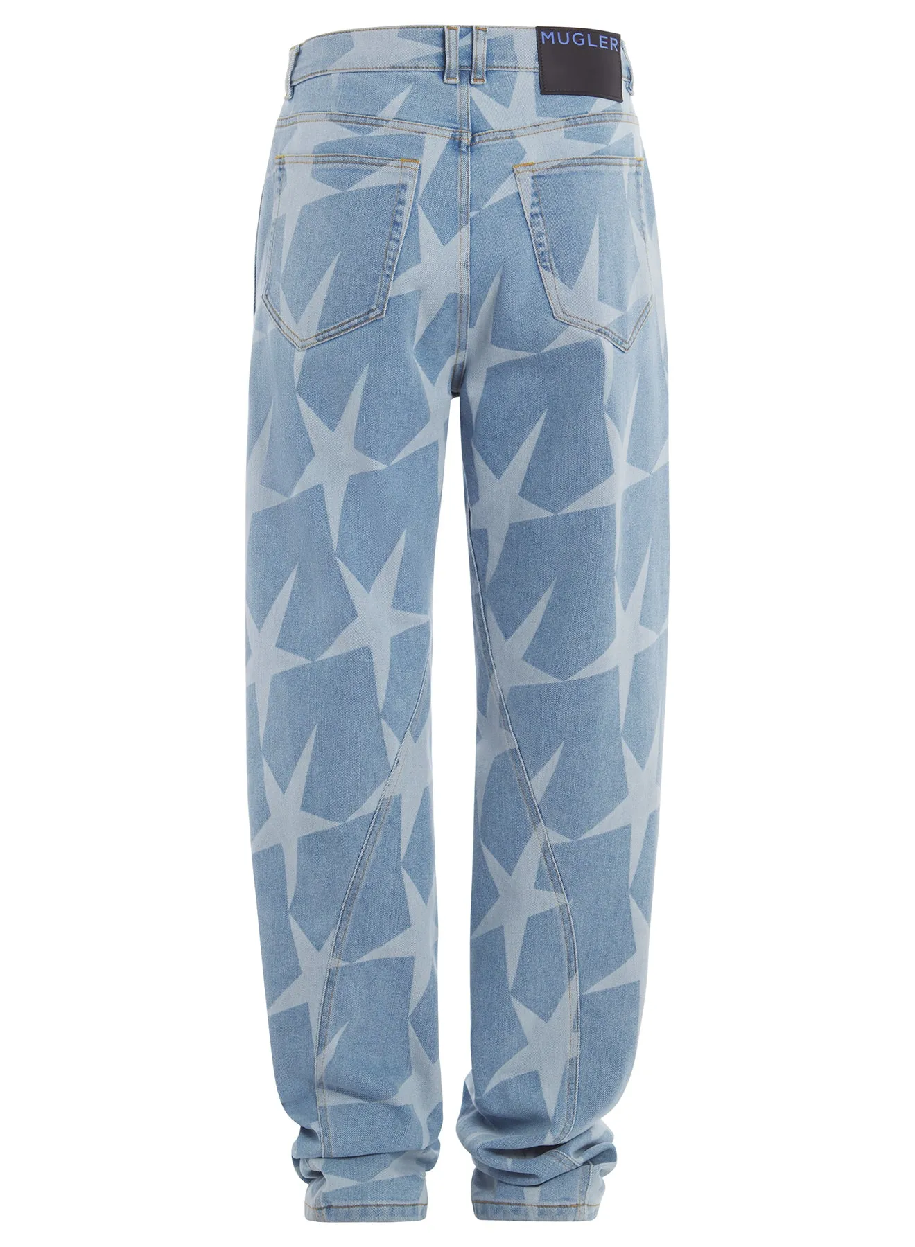 blue star printed denim jeans