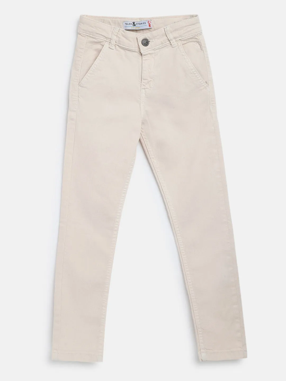 Boys Cream Slim Fit Trousers