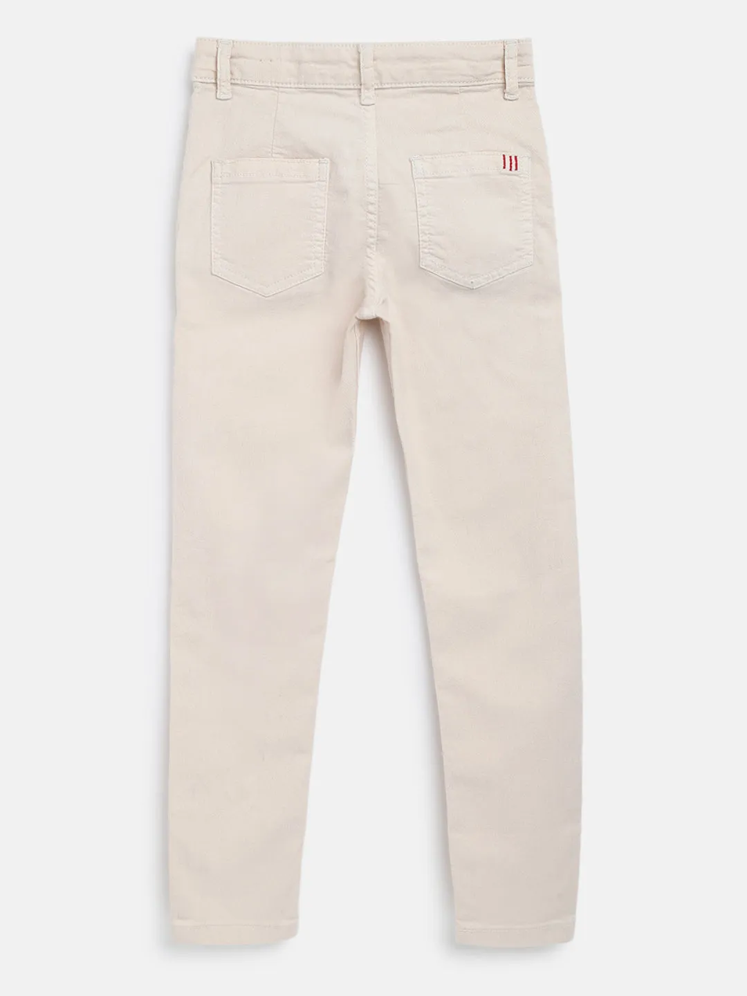 Boys Cream Slim Fit Trousers