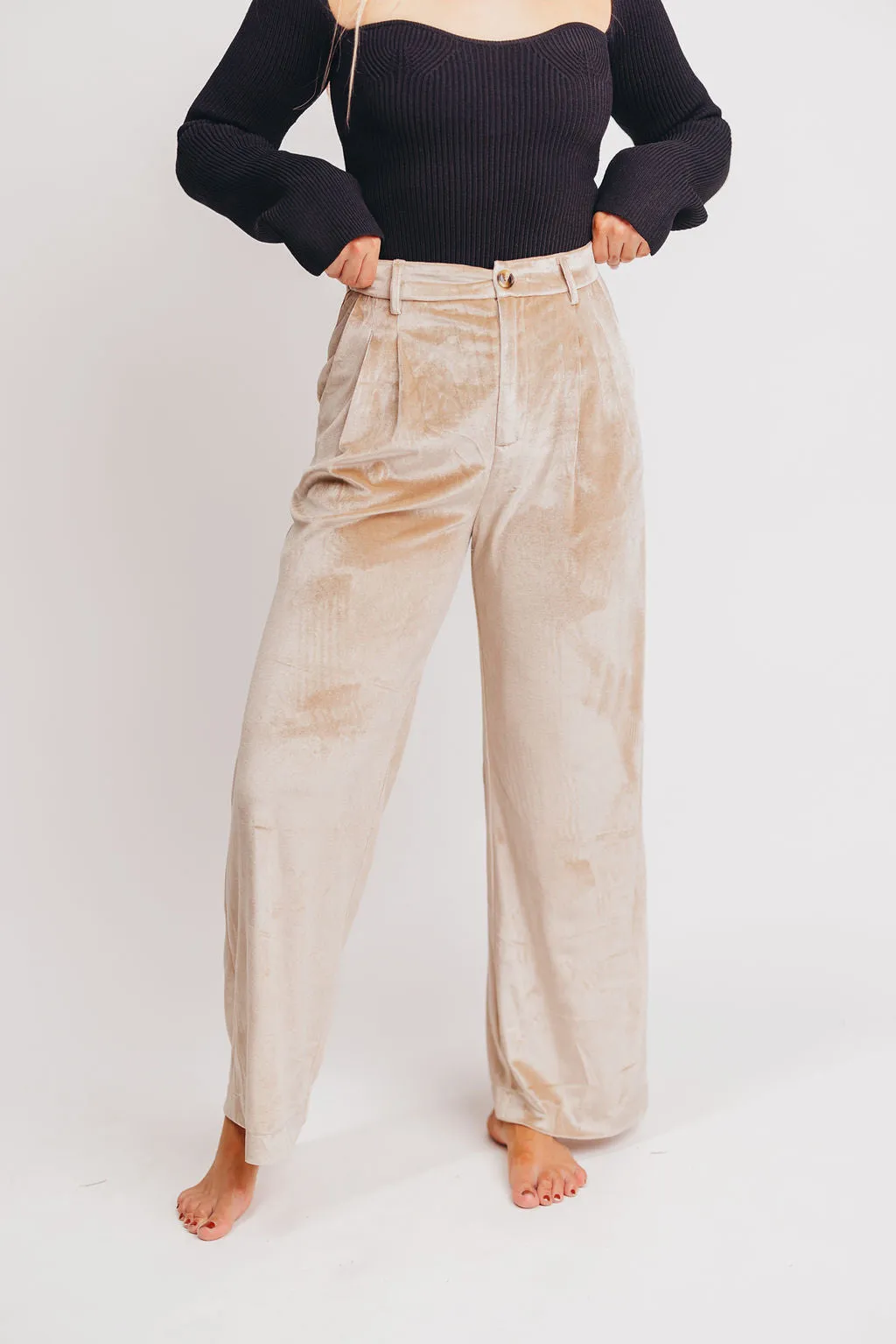 Brooks Velvet Trousers in Latte