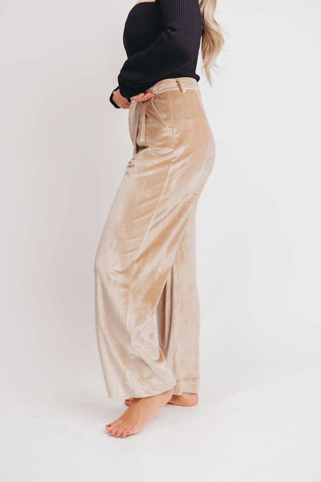 Brooks Velvet Trousers in Latte