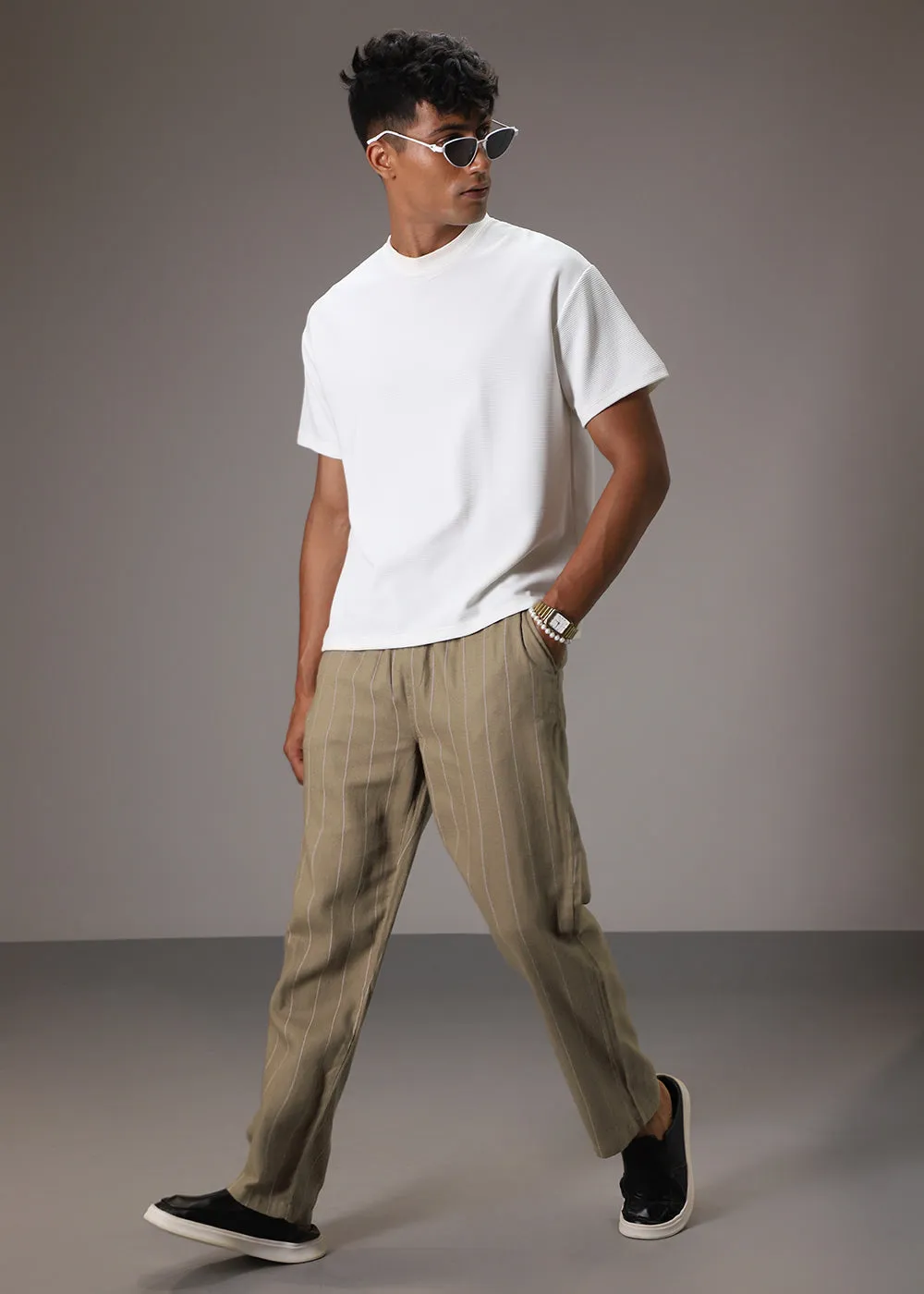 Brown Cotton Linen Pant