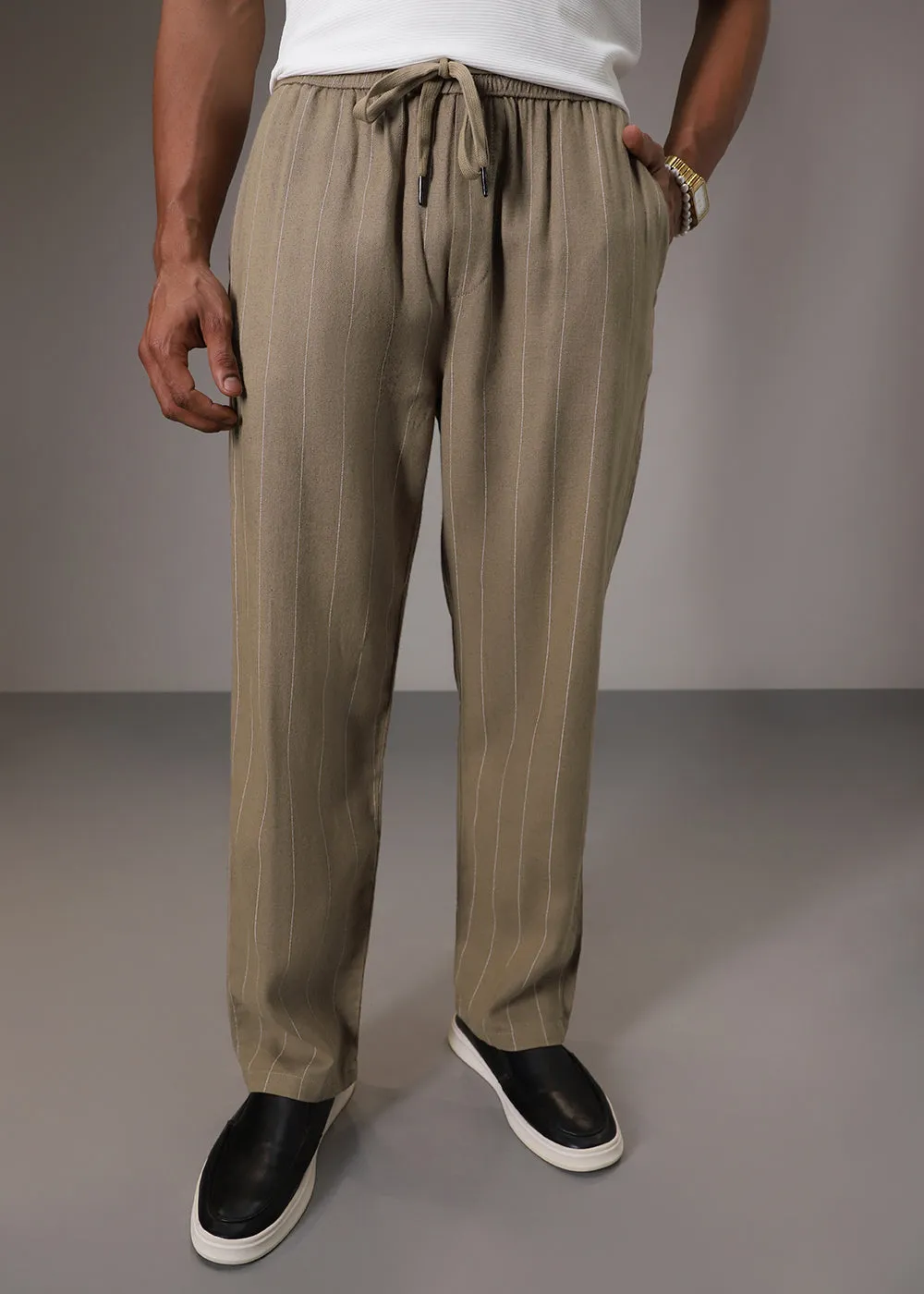 Brown Cotton Linen Pant