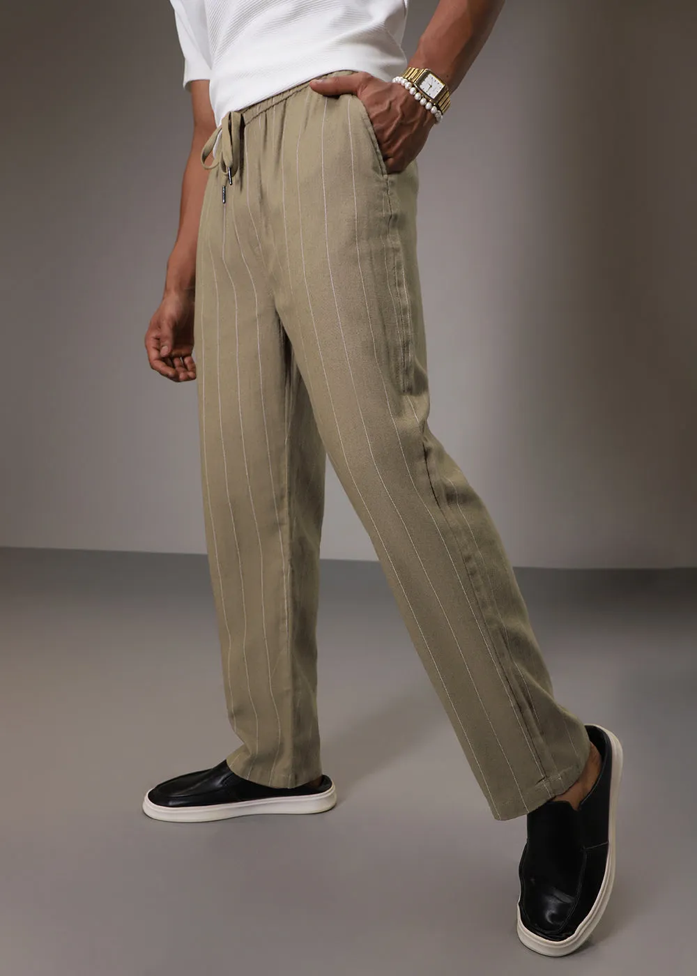 Brown Cotton Linen Pant