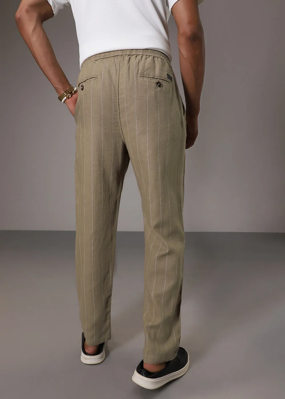 Brown Cotton Linen Pant