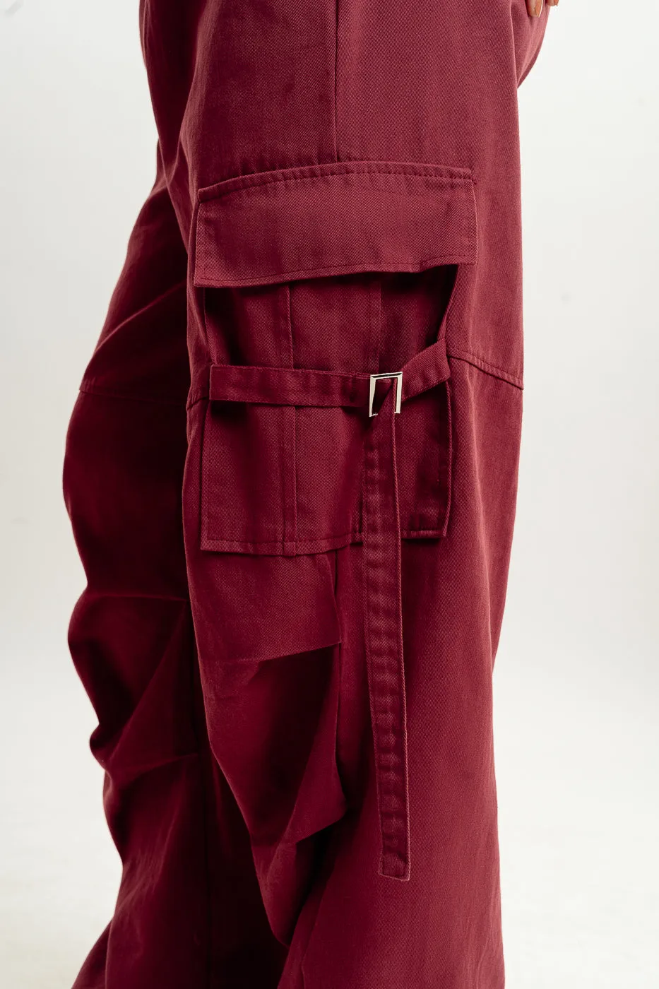 Burgundy Street Style Cargo Pant