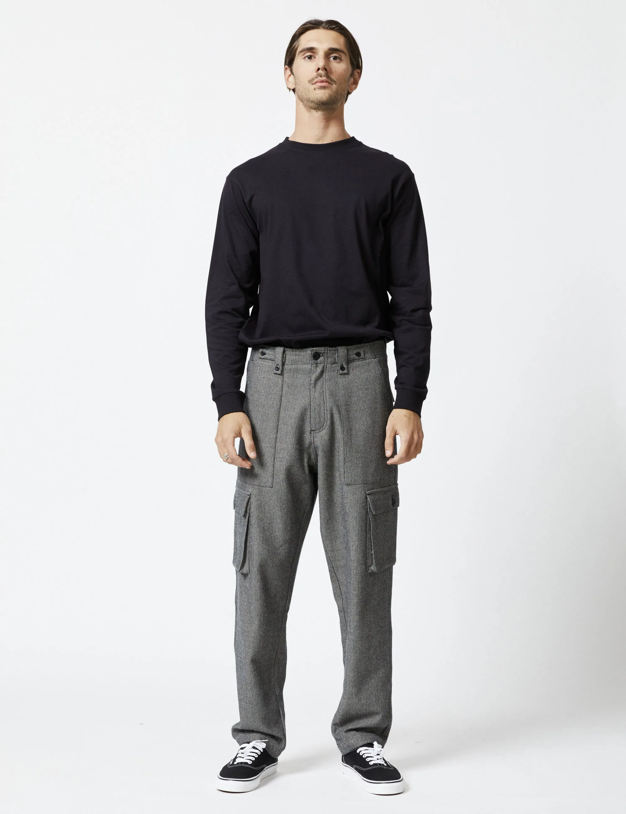 Cargo Pant - Charcoal Herringbone