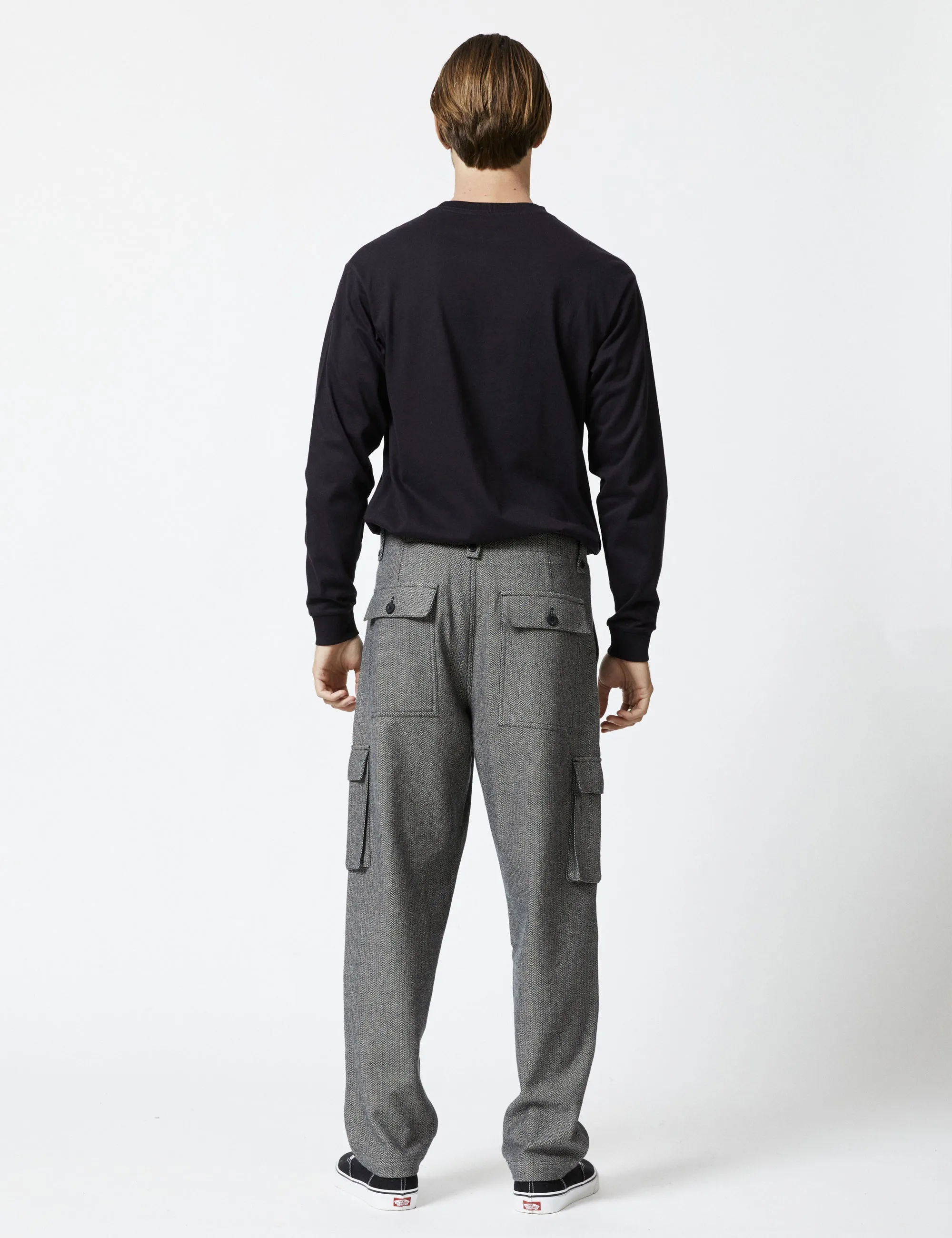 Cargo Pant - Charcoal Herringbone