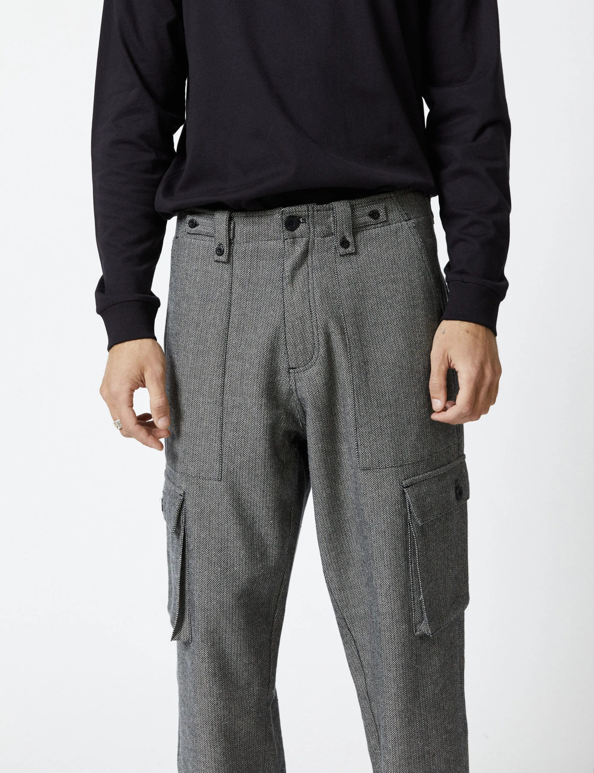 Cargo Pant - Charcoal Herringbone