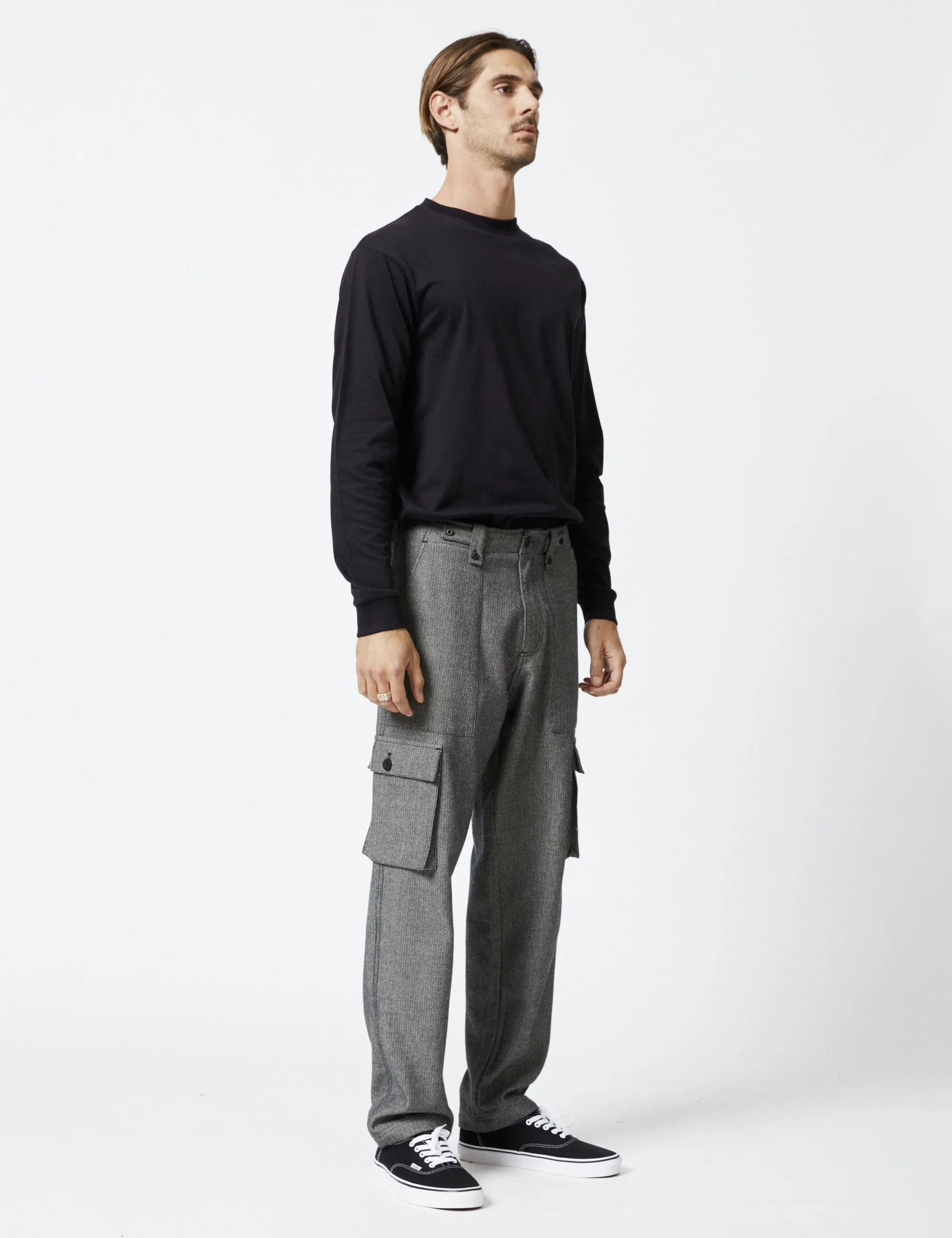 Cargo Pant - Charcoal Herringbone