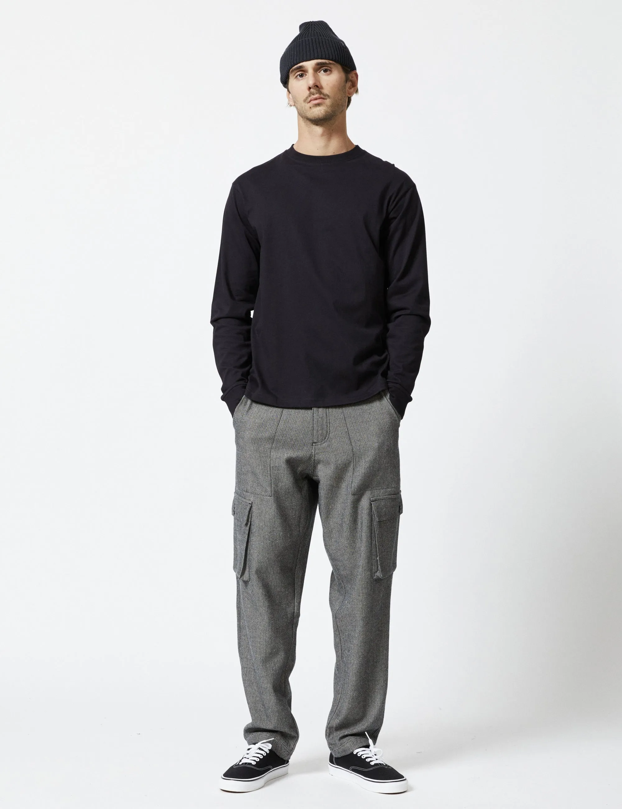 Cargo Pant - Charcoal Herringbone