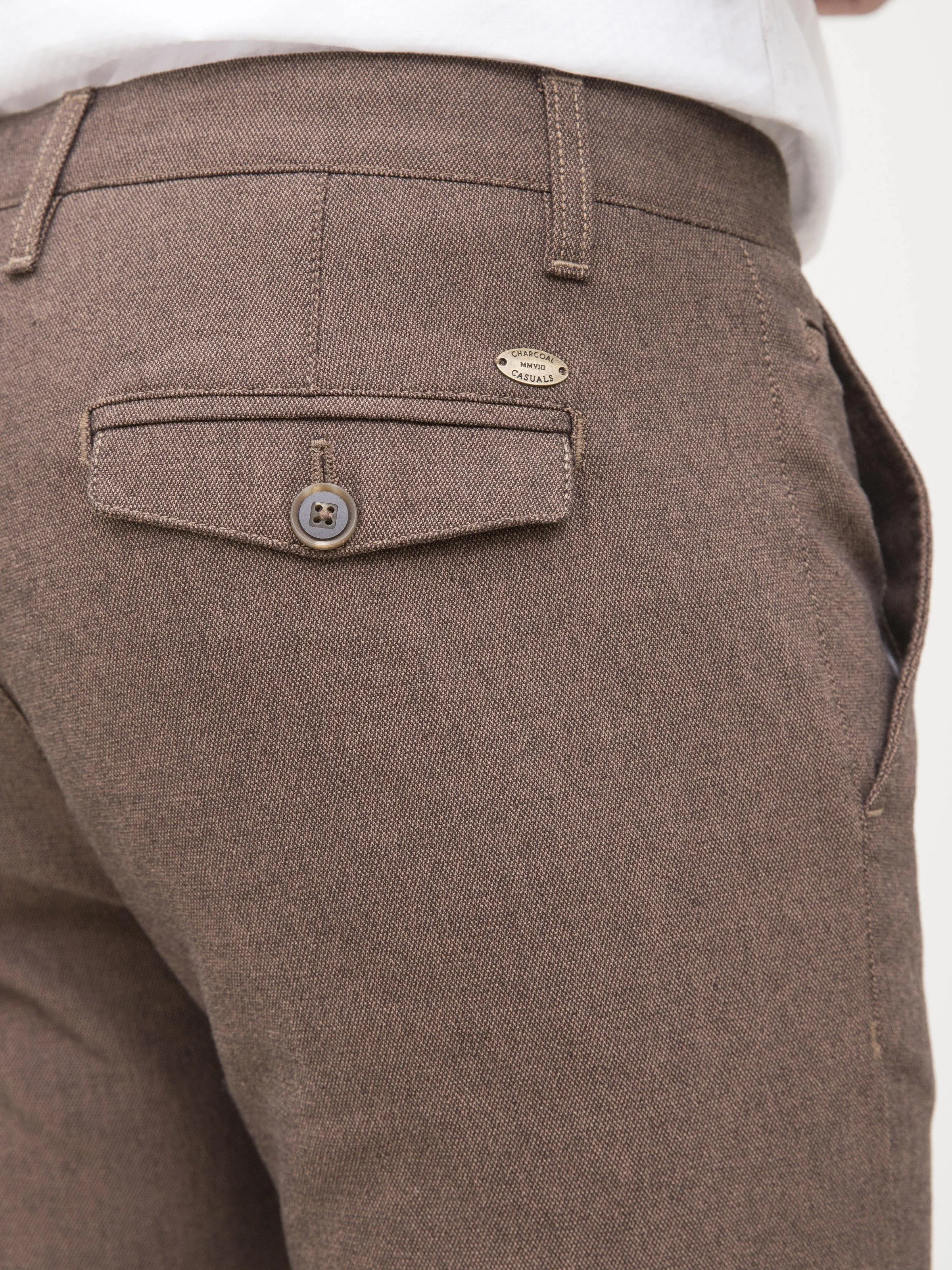 CASUAL PANT CROSS POCKET SLIM FIT BROWN