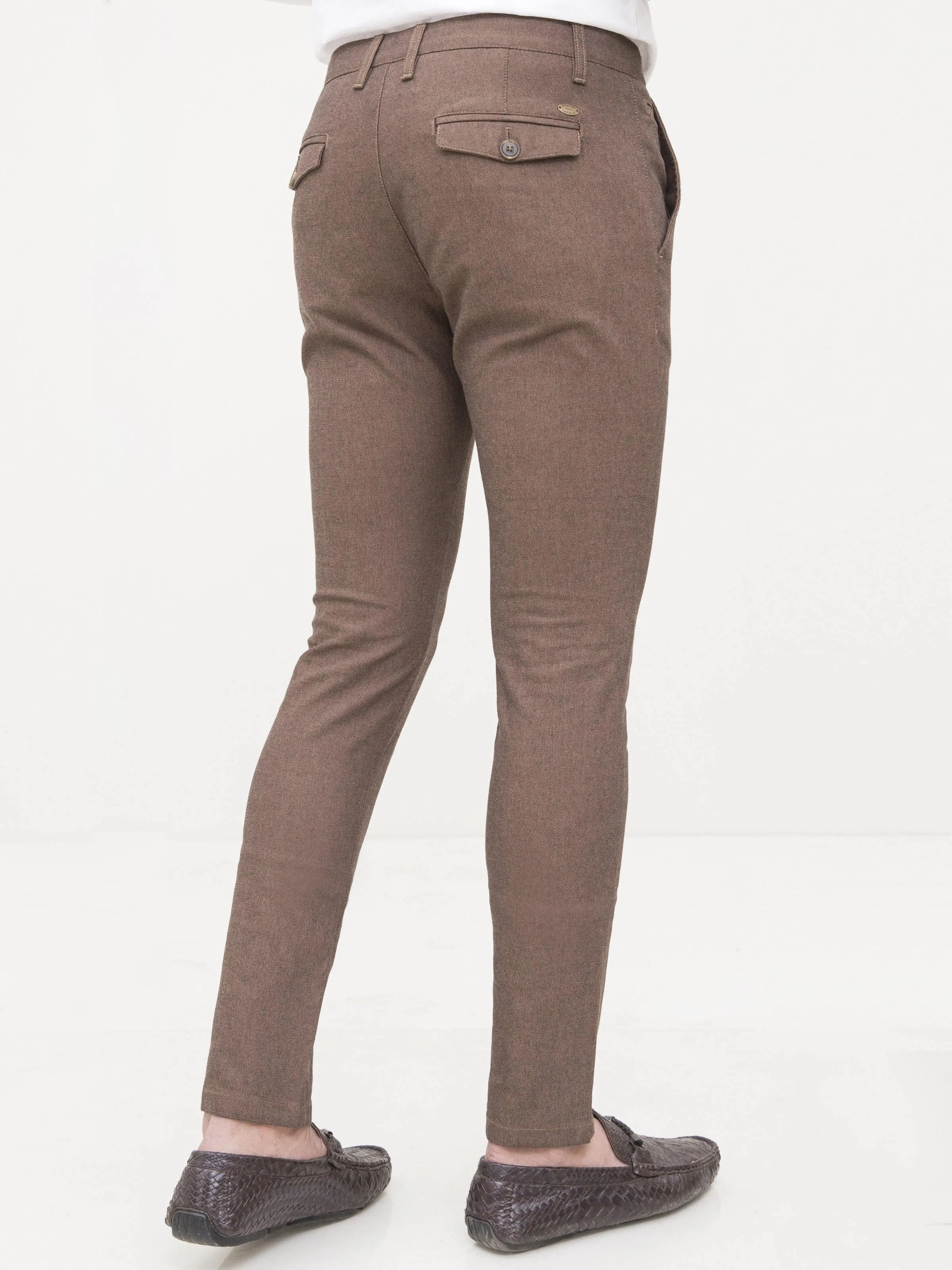 CASUAL PANT CROSS POCKET SLIM FIT BROWN