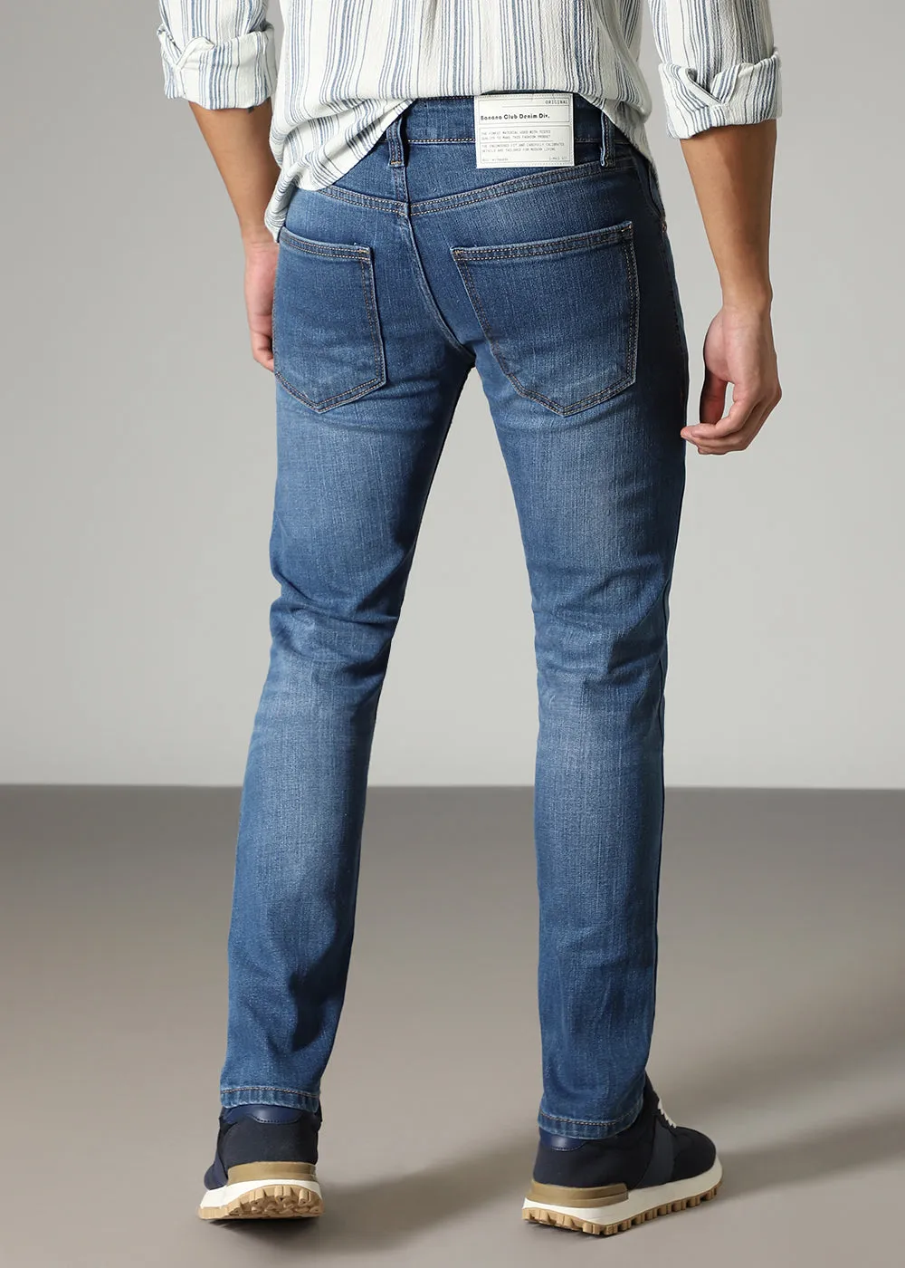 Cerulean Blue Slim Fit Jeans