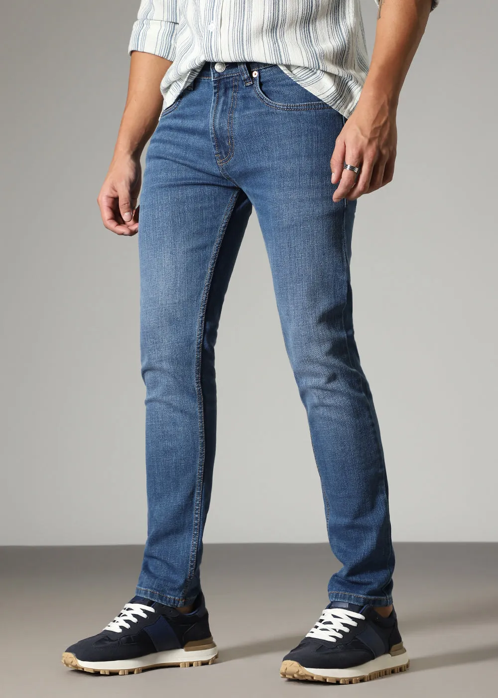 Cerulean Blue Slim Fit Jeans