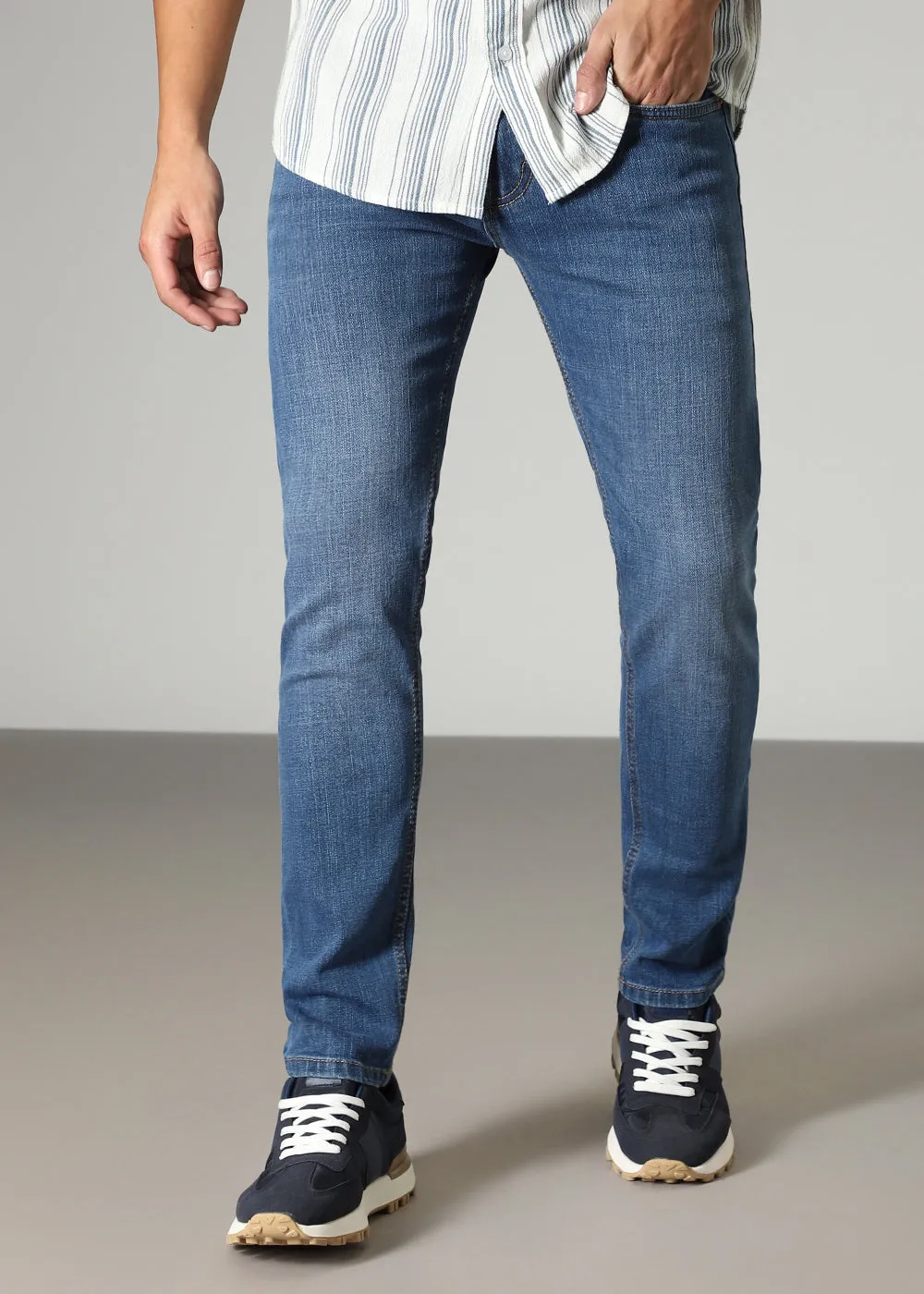 Cerulean Blue Slim Fit Jeans