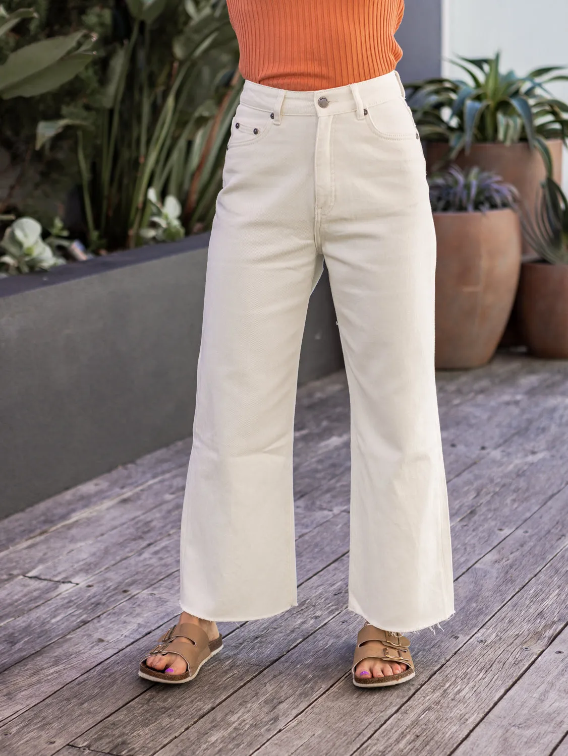 Charlie High Rise Wide Leg - Vintage White