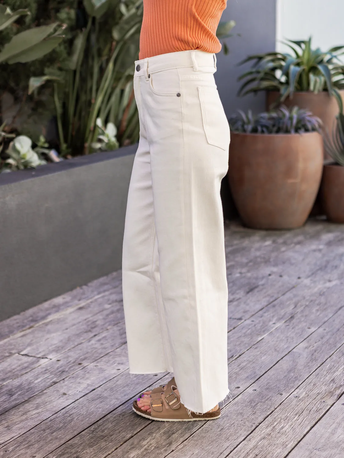 Charlie High Rise Wide Leg - Vintage White