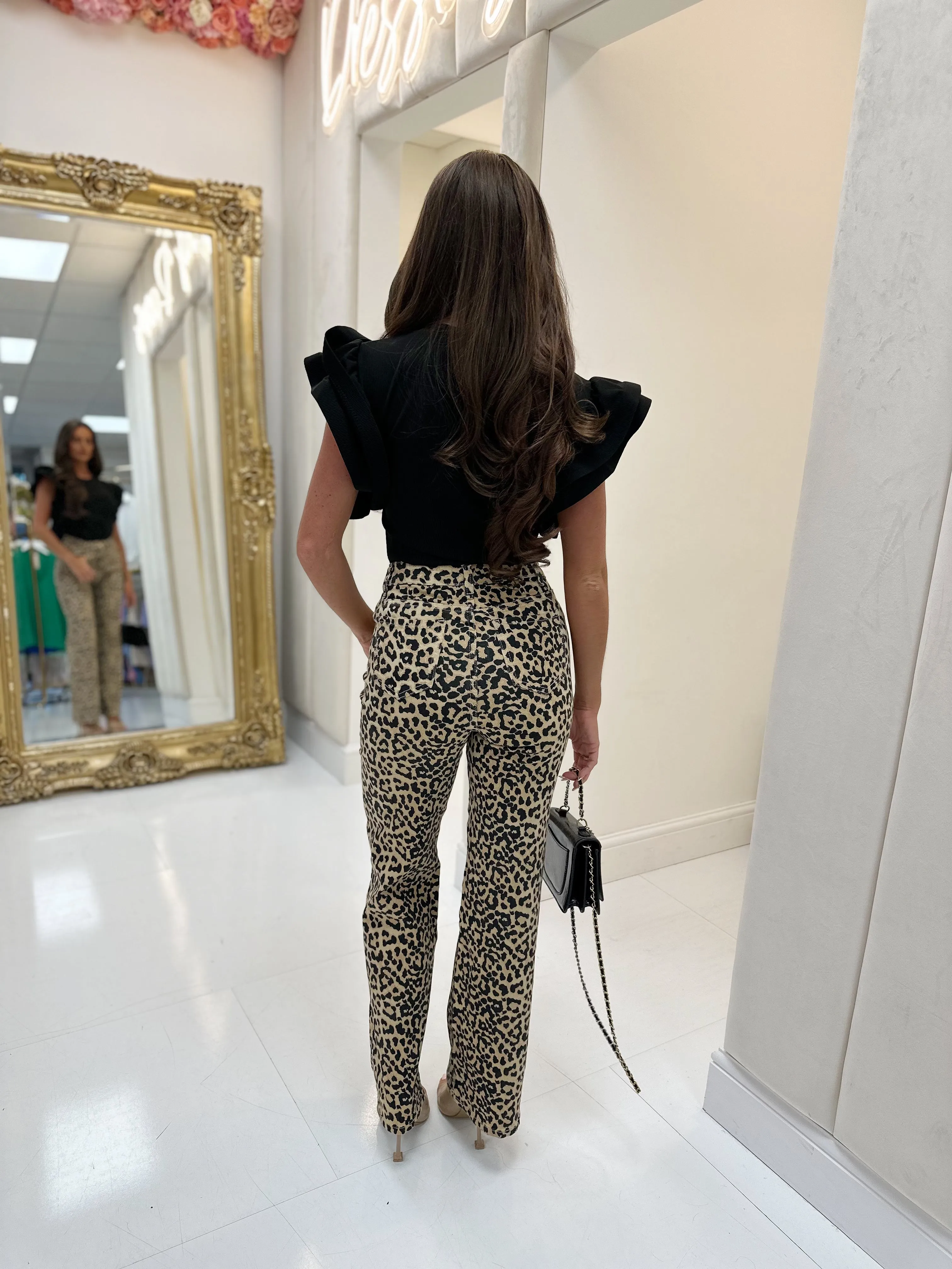 Corrine leopard wide leg jeans