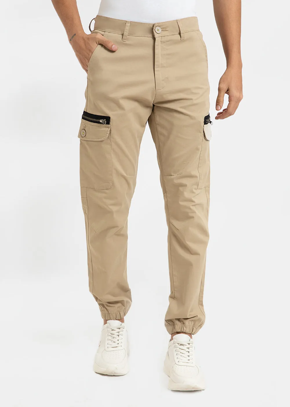 Cream Mist Elasticated Cargo Pant