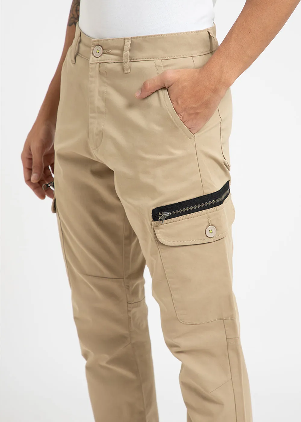 Cream Mist Elasticated Cargo Pant