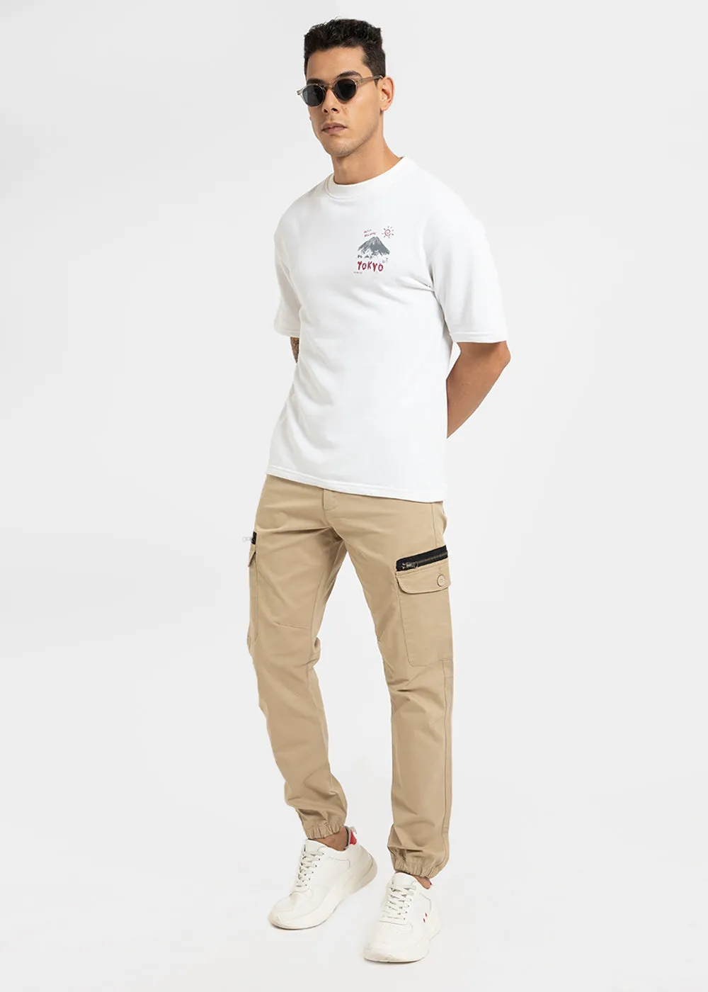 Cream Mist Elasticated Cargo Pant